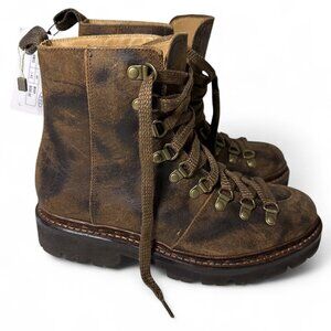 Women's Grenson Nannette Hiker Combat Boot UK 4.5 Brown Distressed Leather NWOT